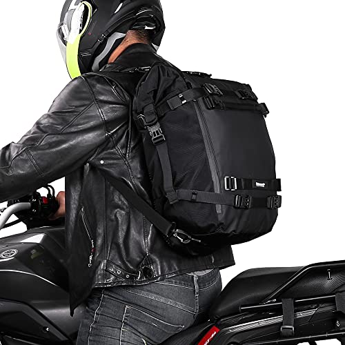 Rhinowalk Motorcycle Tail Bag 30L Waterproof Motor Pannier Bag Motor Travel Luggage Motorbike Rear Rack Trunk Storage Bag Professional Motorcycle Accessories-Black