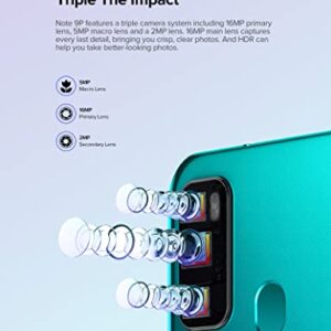 Ulefone Unlocked Cell Phones, Note 9P Octa-Core Unlocked Smartphone, 6.52" Waterdrop Full-Screen, Triple Rear Camera, Dual SIM 4G Phones, 4500mAh, 4GB+64GB, Face ID, Android 11 Mobile Phone - Green