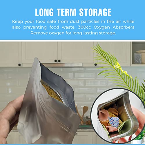 100Pack MTH Mylar Bag for Food Storage with 100 Oxygen Absorber & Labels, 5 Mil of Thickness Zipper Closure & Long Term Food Storage