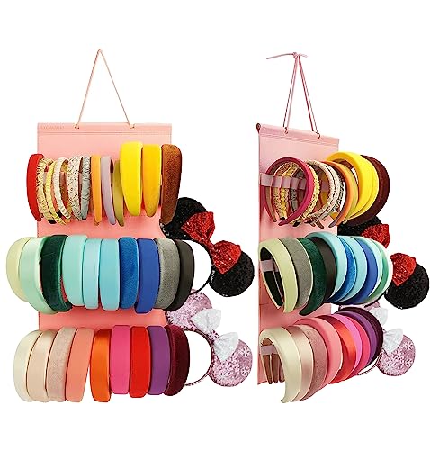 JOYMOMO Hanging Headband Holder for Girls,Felt Headband Organizer Headband Storage Holder Organizer for Headband (Without Headbands) (Pink)