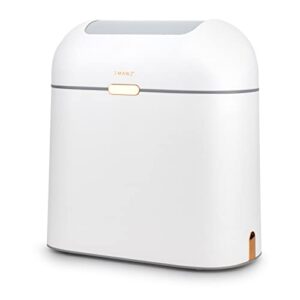 EMANE Motion Sensor Butterfly Lid Trash bin White Water Proof Golden Button for Office use, Kitchen, Bathroom Touchless Trash can