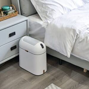 EMANE Motion Sensor Butterfly Lid Trash bin White Water Proof Golden Button for Office use, Kitchen, Bathroom Touchless Trash can