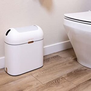 EMANE Motion Sensor Butterfly Lid Trash bin White Water Proof Golden Button for Office use, Kitchen, Bathroom Touchless Trash can