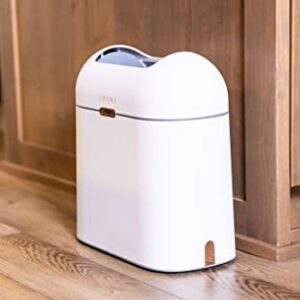 EMANE Motion Sensor Butterfly Lid Trash bin White Water Proof Golden Button for Office use, Kitchen, Bathroom Touchless Trash can