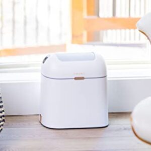 EMANE Motion Sensor Butterfly Lid Trash bin White Water Proof Golden Button for Office use, Kitchen, Bathroom Touchless Trash can