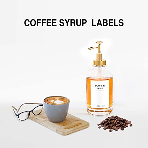 Mustry Coffee Syrup Labels for Coffee Bar Labels for Coffee Syrup Bottles (Standard)