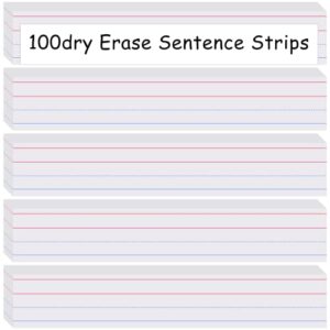 dry erase sentence strips for teacher ruled sentence strips word writing strips 16 x 3 inches white sentence strips for kids toddlers students classroom supplies (100 sheet)