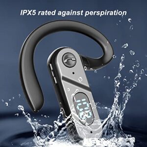 PUSOKEI Ear Hook Bluetooth Headset, Earpiece Bluetooth Wireless, 4 Hrs Playtime, Bluetooth Earpiece for Cell Phone with LED Digital Display, Ergonomic Earphones