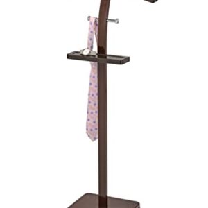 KB Designs - Suit & Tie Freestanding Valet Stand Clothing Organizer Rack, Walnut/Chrome