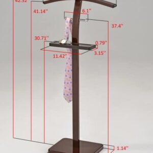 KB Designs - Suit & Tie Freestanding Valet Stand Clothing Organizer Rack, Walnut/Chrome