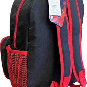 Ruz Spiderman Boy's 16 Inch Backpack With Removable Matching Lunch Box (Black-Red)