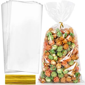 labeol 160pcs clear cellophane bags 7x14 treat bags with ties goodie bags clear gift bags for packaging popcorn party favor cookie candy bakery plastic gift wrap