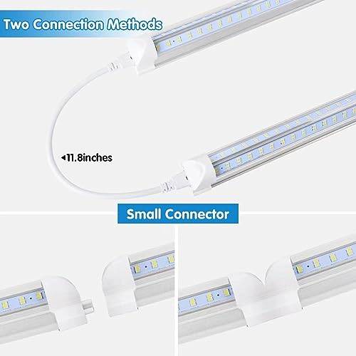 AQIQUUT Led Shop Light 4FT, Led Garage Light,50W 6500K T8 Led Daylight 7000LM Linkable Clear Cover Integrated V-Shape,for Garage Warehouse Workbench Workshop,4-Pack