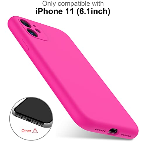 DEENAKIN iPhone 11 Case with Screen Protector,Pass 16ft Drop Test Shockproof Durable Soft Flexible Silicone Gel Rubber Cover,Slim Fit Protective Phone Case for iPhone 11 6.1" Hot Pink