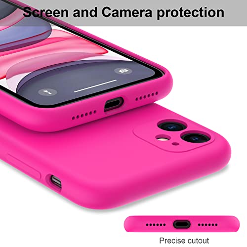 DEENAKIN iPhone 11 Case with Screen Protector,Pass 16ft Drop Test Shockproof Durable Soft Flexible Silicone Gel Rubber Cover,Slim Fit Protective Phone Case for iPhone 11 6.1" Hot Pink