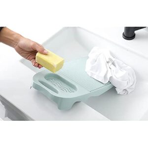 Plastics Clothes Washboards Laundry Board Household Hand Washing Board with Soap Holder Portable Hand Washing Clothes Tool Scrubboards Clothes Cleaning Tools for Home School Dormitory (Light Blue)