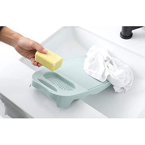 Plastics Clothes Washboards Laundry Board Household Hand Washing Board with Soap Holder Portable Hand Washing Clothes Tool Scrubboards Clothes Cleaning Tools for Home School Dormitory (Light Blue)