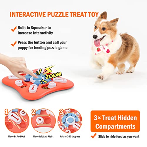 knitly Dog Puzzle Toys for IQ Training & Mental Enrichment, Interactive Dog Toys for Large Medium Small Dogs，Dog Treat Puzzle Dispensing Slow Feeder with Squeaky Design for Training & Fun Feeding