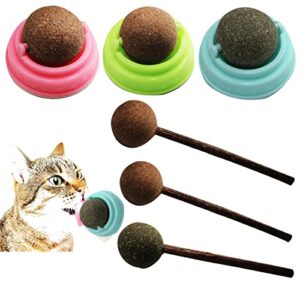 johoxton 6 pcs catnip ball for cats wall, catnip wall ball catnip toys for indoor cats cat nip ball licker catnip treats silvervine cat toys for indoor cats with catnip 3 different flavors (6 pcs)