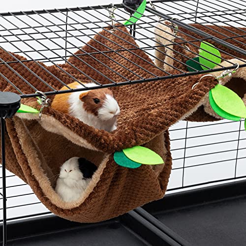 Guinea Pig Hideout - Fleece Rat Tunnel & Hammock Set House Cage Accessories for Chinchilla Hamster Hedgehog Squirrel Small Animals for Playing Sleeping