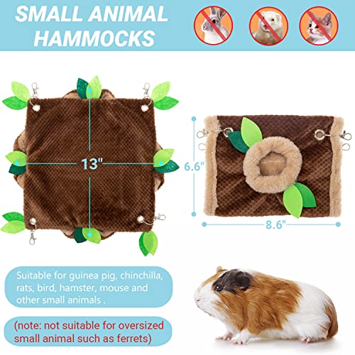 Guinea Pig Hideout - Fleece Rat Tunnel & Hammock Set House Cage Accessories for Chinchilla Hamster Hedgehog Squirrel Small Animals for Playing Sleeping