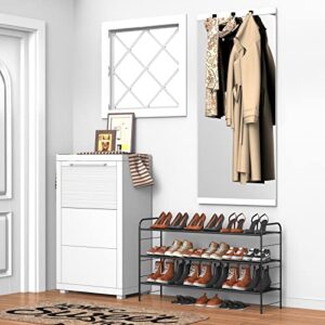 Coonoor 3-Tier Long Shoe Rack Storage for Wide Shoe Shelf Organizer,Black