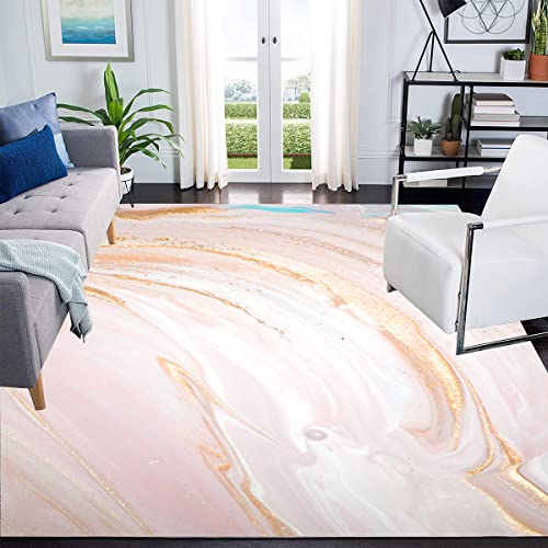 Pink Gold Marble Pattern Area Rugs 5x8 Soft Washable Modern Abstract Carpet for Girl's Living Room Bedroom Thick Non-Shedding Carpet Under Coffee Table Dining Room Rug