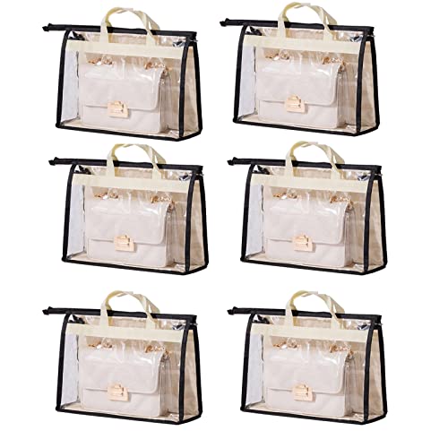 Dust Bags for Handbags - Purse Storage Organizer for Closet Moistureproof and Dustproof  Cover Hanging with Zipper and Handle (Black-XL)