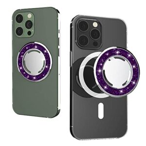 ROMSEA Glitter Compatible with Magsafe Socket Base Removable and Wireless Charging Compatible 【Base Only】 Work with Socket Grip, Ring Compatible with iPhone 14/13/12 Series,Glitter Purple.