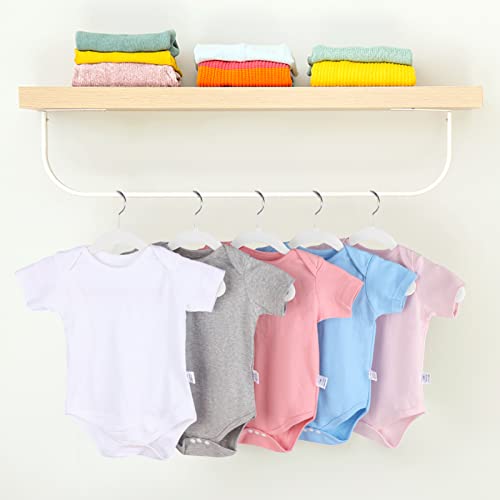 Tinfol Kids Velvet Hangers 60 Pack, White Non-Slip Toddler Hangers, Space Saving Felt Baby Hangers with 8 Velvet Hanger Clips for Children's Clothes, Newborn Clothes, Toddler Clothes