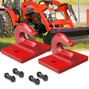 imaycc enhanced tractor bucket hooks 3/8" (2 pack),heavy duty tow hook grab hooks for tractor bucket,g70 forged steel bolt hook work for rv,utv,truck tractor bucket accessories max 15,000 lbs,red