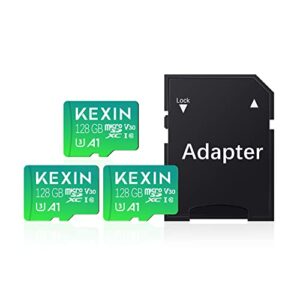 kexin micro sd card 128gb -memory -card + adapter, 128 gb microsdxc full hd & 4k uhd, uhs-i, u3, 3pack mini sd card expanded storage for android smartphones, tablets