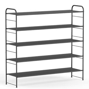 Coonoor 5-Tier Long Shoe Rack Storage for Wide Shoe Shelf Organizer,Black