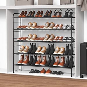 Coonoor 5-Tier Long Shoe Rack Storage for Wide Shoe Shelf Organizer,Black