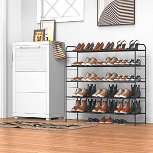 Coonoor 5-Tier Long Shoe Rack Storage for Wide Shoe Shelf Organizer,Black