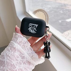 Air Pod 3rd Case, Cute Cover 3D Funny Cool Frosted TPU Kawaii Protective Cases Air pod 3rd 2021 Accessories for Women Girls Men Boy. (3rd Cover face Bear Black)