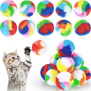 20 pcs christmas cat ball toy kitty yarn puffs assorted color small cat toy plush kitty soft balls cat pom pom balls fuzzy kitty balls for pet cat kitten kitty 1.6 inch in diameter