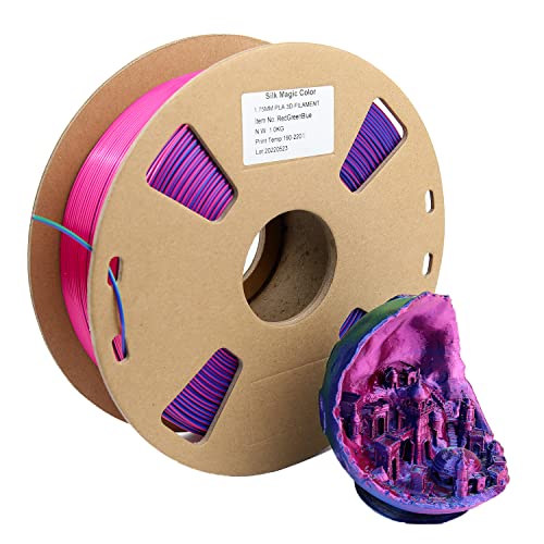 PLA 3D Filament , DB PLA Filament 1.75mm Accuracy +/- 0.03 mm Fit Most FDM Printer，3 Colors in 1 Dual Color Co-Extrusion 3D Filament 1kg Filament (2.2lbs)