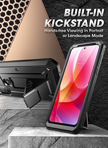 SUPCASE Unicorn Beetle Pro Series Case for Moto G Power 2022, Full-Body Rugged Belt Clip & Kickstand Case with Built-in Screen Protector (Black)