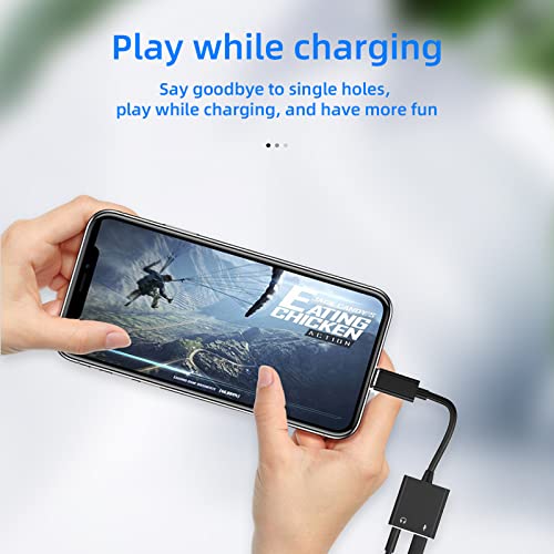 Lightning to 3.5mm Splitter 2in1 iPhone AUX Adapter for Headphone Jack Cable Dongle Charger Cord Apple MFI Certified Audio Adaptador para for 13 12 11 Pro Max X 8 7 Plus Ipad Music Earphone Converter
