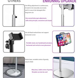 Enrunnig Cell Phone Stand, Phone Stand for Desk, Height Angle Adjustable Mobile Phone Holder, Aluminum Weighted Base Compatible with iPhone 13 Pro XS XR, 4-10'' Cellphone & Tablet