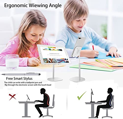 Enrunnig Cell Phone Stand, Phone Stand for Desk, Height Angle Adjustable Mobile Phone Holder, Aluminum Weighted Base Compatible with iPhone 13 Pro XS XR, 4-10'' Cellphone & Tablet