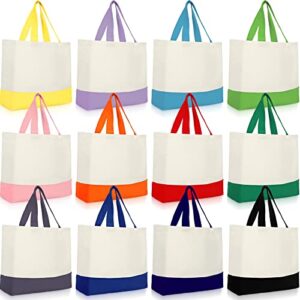 epakh 12 pack canvas tote bags bulk 18.5 x 15 inch reusable grocery bags shopping bags tote bag for women mother (), stylish color
