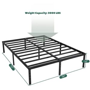 LITBOOM Full Size Bed Frame/ 14 Inch Metal Platform Base/Mattress Foundation/No Box Spring Needed/Noise -proof/3000lbs Capacity