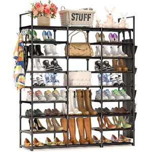 Large Shoe Rack Organizer Storage, 9 Tier Tall Shoes Rack for Entryway Closet, 60 Pair Shoe Organizer Shelf Stand, Big Black Metal Free Standing Shoe Cabinet Rack Tower for Bedroom Cloakroom Hallway