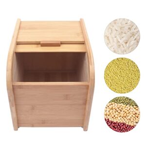 tfcfl wooden rice container, 11lbs/5kg sealed kitchen food storage container with lid cereal dispenser for rice cereal dry food flour grains