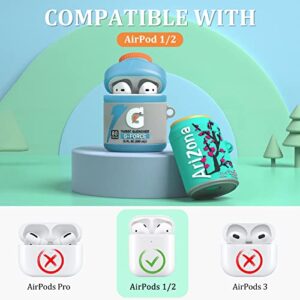 (3 Pack) Cute Airpod Case for Airpods 2&1,3D Drink Kawaii Silicone Cartoon Food Funny Protective Cover Accessories Skin for Airpod 1&2 Gen Charging Case for Girls Boys-(Arizona+Sport Water+Takis)