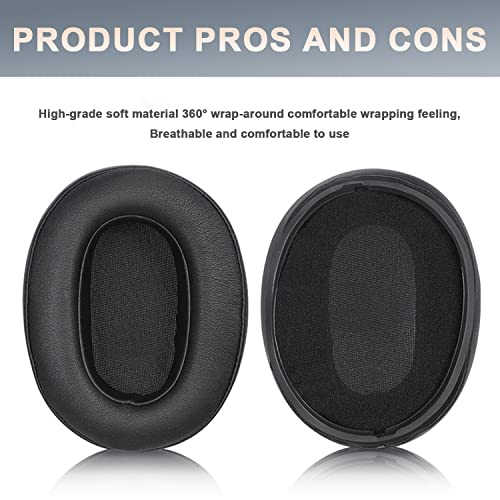 WH-XB900N Replacement Ear Pads Potein Leather Earpads Cover Quite-Comfort Sponge Ear Cushion Pad Earmuff Repair Parts Compatible with WH-XB900N On-Ear Headphone(Black