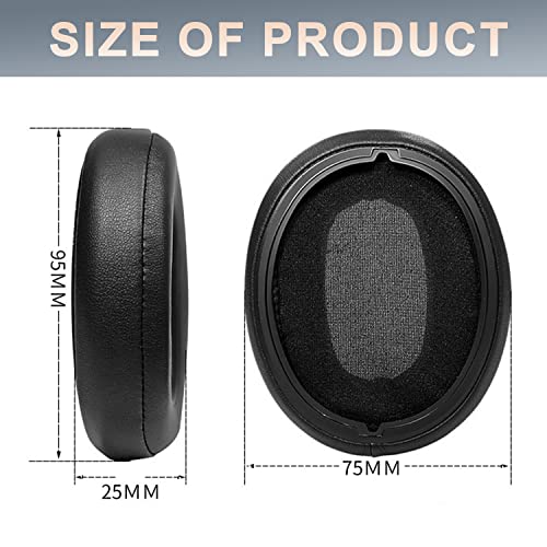 WH-XB900N Replacement Ear Pads Potein Leather Earpads Cover Quite-Comfort Sponge Ear Cushion Pad Earmuff Repair Parts Compatible with WH-XB900N On-Ear Headphone(Black