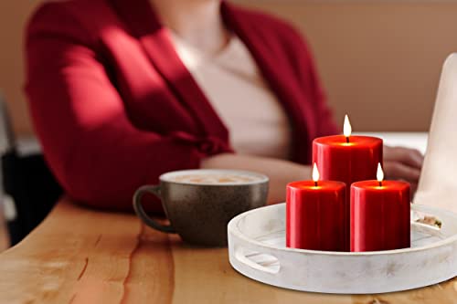 Winlay Decorative Coffee Table Tray, Set of 2 White, Wooden Round Serving Tray for Living Room, Wood Ottoman or Side Table, Charcuterie Board Cheese Platter, Fruit Baskets, White Distress, 12x12x1.5